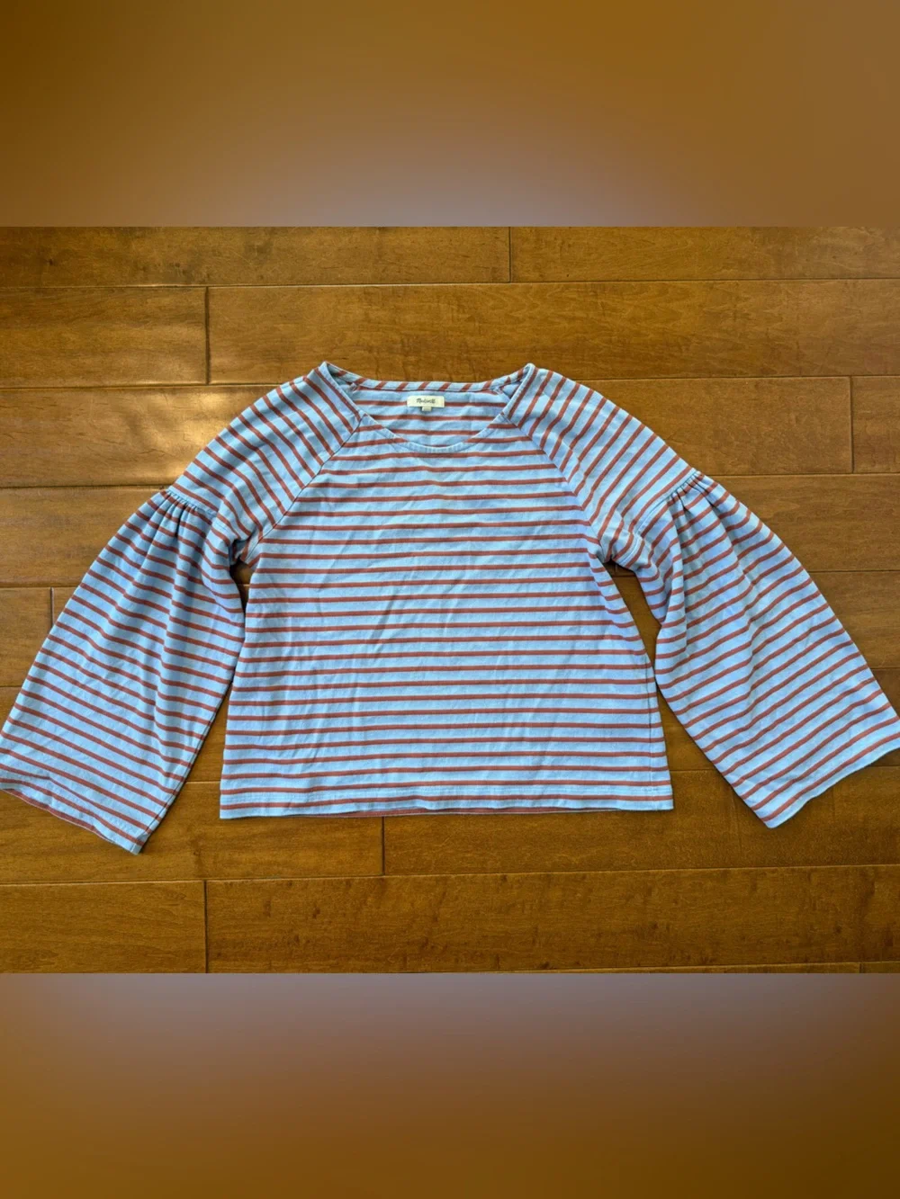 Madewell Boatneck Striped Flare Sleeve Long Sleeve T Shirt Size Large